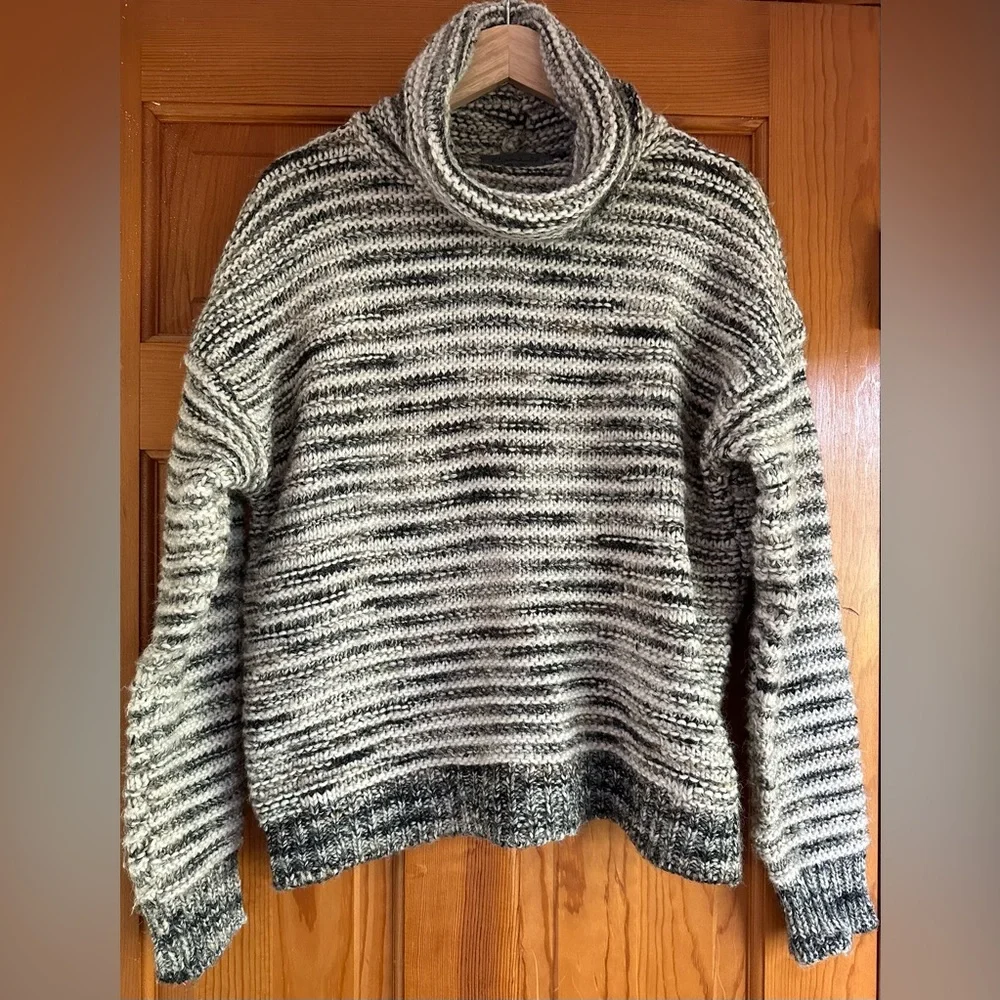 Elsamanda for Anthropologie Chunky Marled Knit Sweater Turtleneck M Oversized
